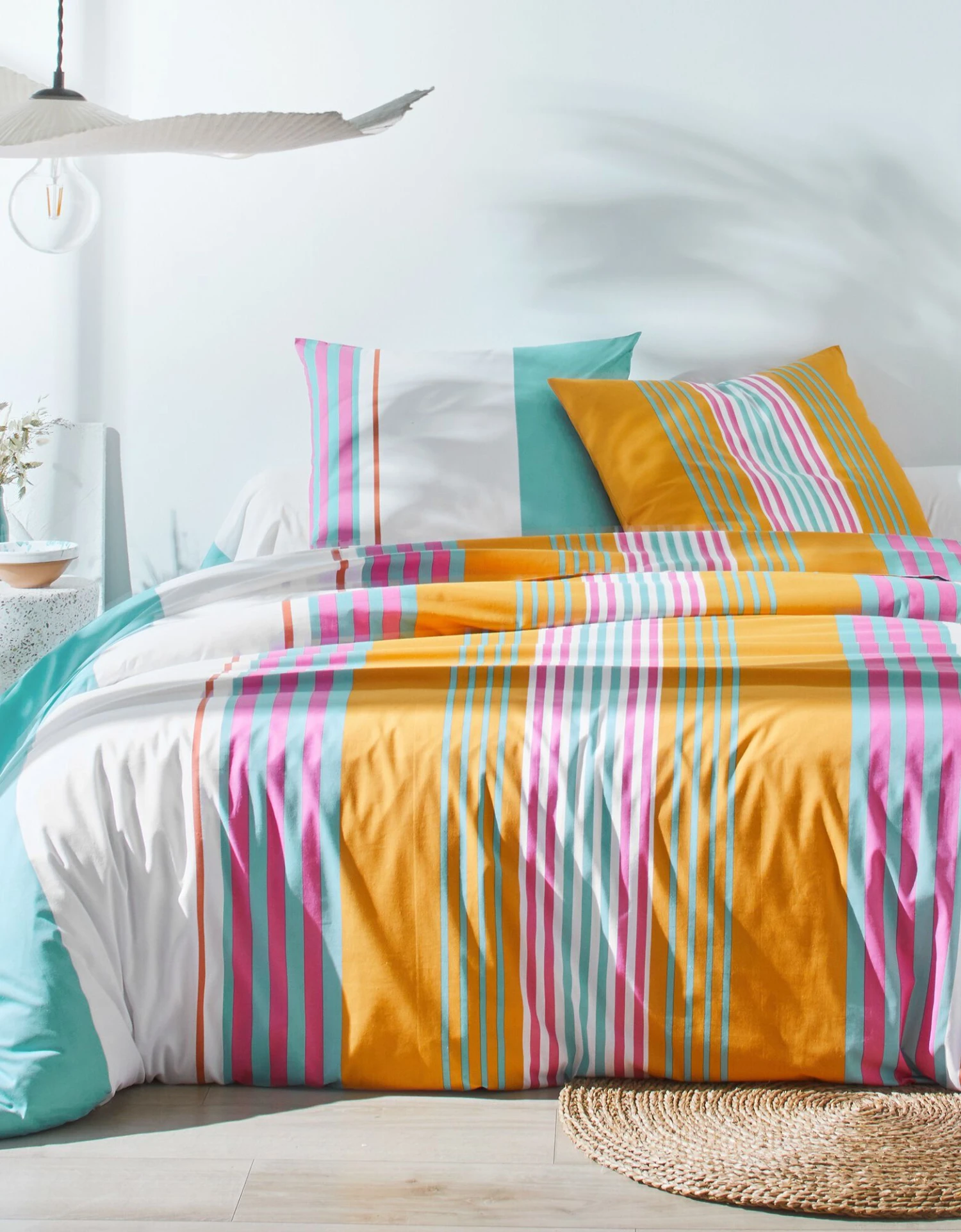 Linge De Lit Détroit En Coton Imprimé Rayures 1 Linge De Lit Détroit En Coton Imprimé Rayures