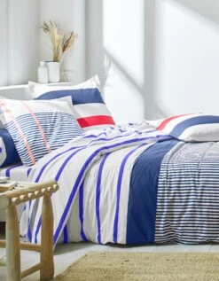 Linge De Lit Marina En Coton Imprimé Rayures