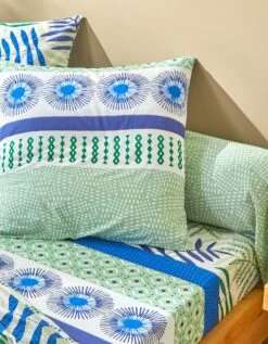 Linge De Lit Adèle Imprimé Feuillage Graphique - Coton -Maison Douceur Promos Magasin 100908 C01 zoomx vue3