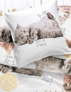 Linge De Lit Enfant Mimie - Coton Imprimé Chats -Maison Douceur Promos Magasin 100974 C01 zoomx vue4
