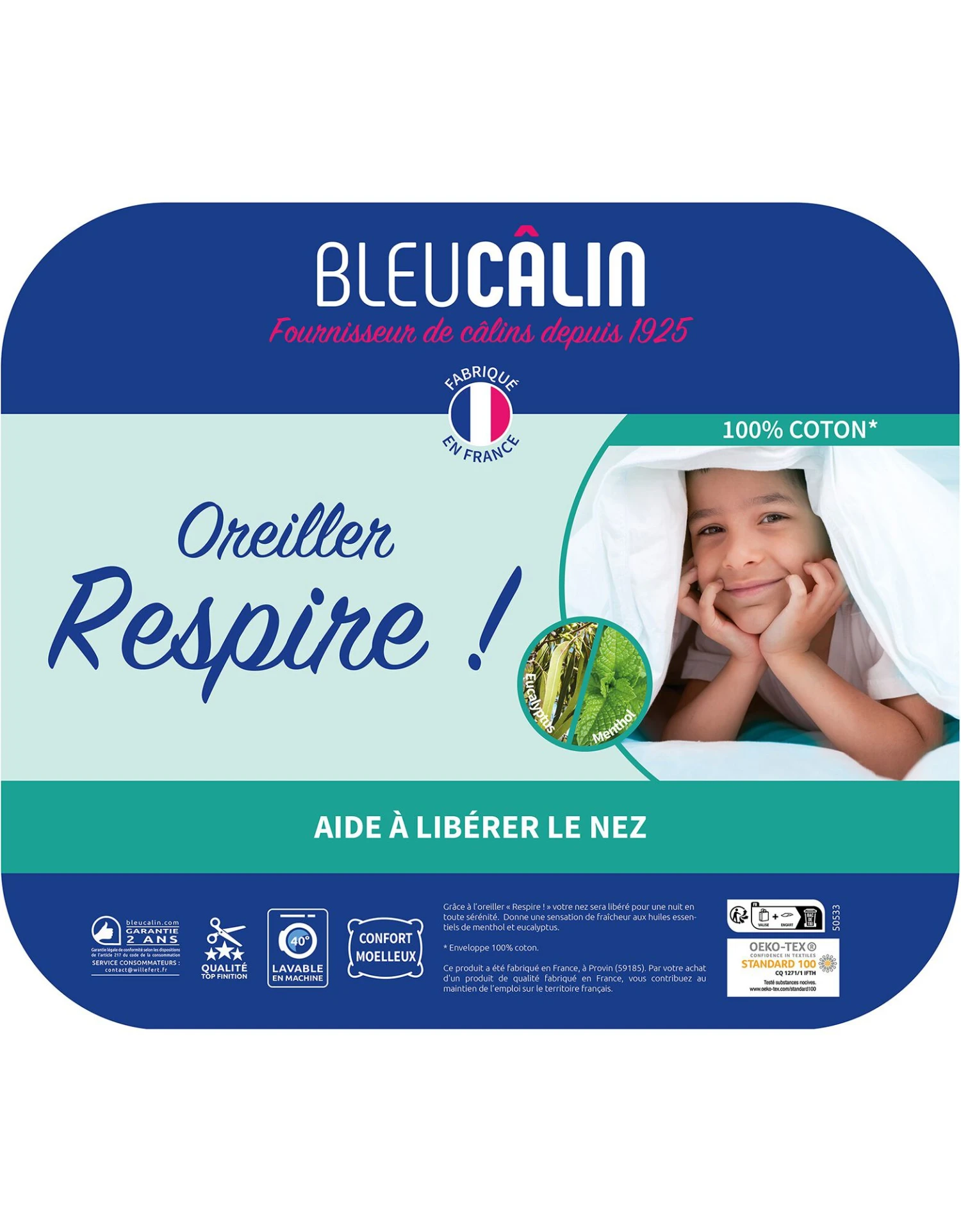 Oreiller Respire Aux Huiles Essentielles Bleu Câlin® 2 Oreiller Respire Aux Huiles Essentielles Bleu Câlin® – Image 2