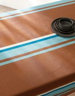 Nappe Fabriquée En France, Motif Rayé Havane - Coton Biologique(1) -Maison Douceur Promos Magasin 120538 C01 zoomx vue5