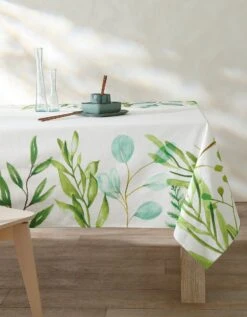 Nappe Fabriquée En France, Motif Frise Végétale Aquarelle - Coton Biologique(1)