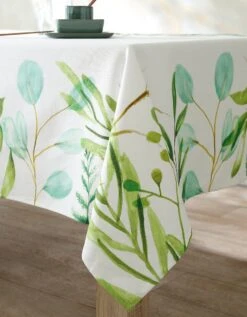 Nappe Fabriquée En France, Motif Frise Végétale Aquarelle - Coton Biologique(1) -Maison Douceur Promos Magasin 120540 C01 zoomx vue3