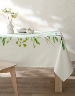 Nappe Fabriquée En France, Motif Végétal Aquarelle - Coton Biologique(1) -Maison Douceur Promos Magasin 120541 C01 zoomx vue4