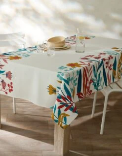 Nappe Fabriquée En France, Motif Frise Fleurs Spectaculaires - Coton Biologique(1) -Maison Douceur Promos Magasin 120546 C01 zoomx vue4