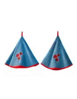 Torchons Rond éponge Brodée Coquelicots - Lot De 2