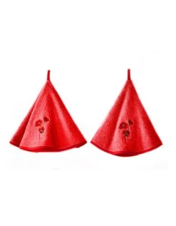 Torchons Rond éponge Brodée Coquelicots - Lot De 2