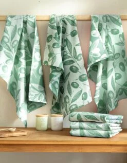 Torchons Motif Olives - Lot De 3