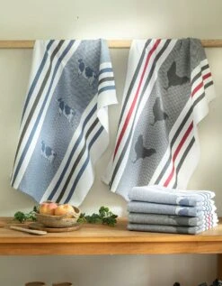 Torchons Motif Poule Et Vache - Lot De 4