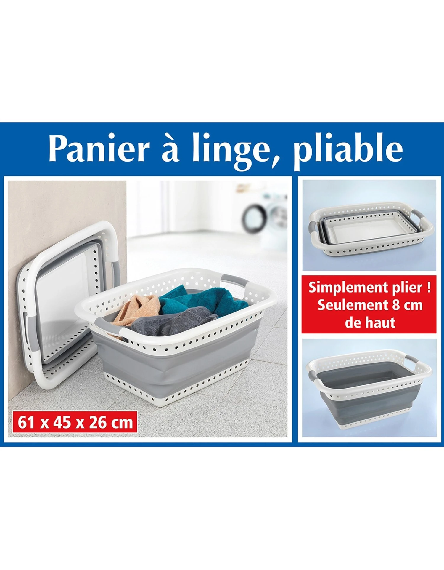 Panier à Linge Rectangulaire Pliable Gain De Place 1 Panier à Linge Rectangulaire Pliable Gain De Place