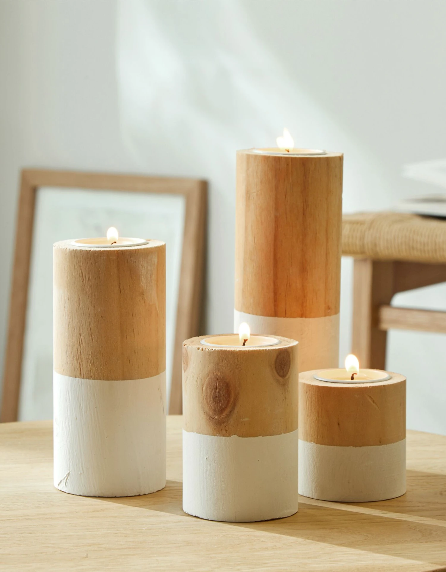 Bougeoirs En Bois Ronds Bicolores - Lot De 4 1 Bougeoirs En Bois Ronds Bicolores - Lot De 4