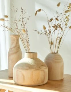 Vase En Bois Brut Forme Pot - Hauteur 15 Cm -Maison Douceur Promos Magasin 236265 C01 zoomx vue3