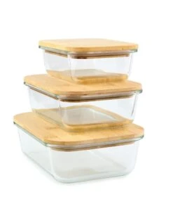 Plat Verre Couvercle Bambou