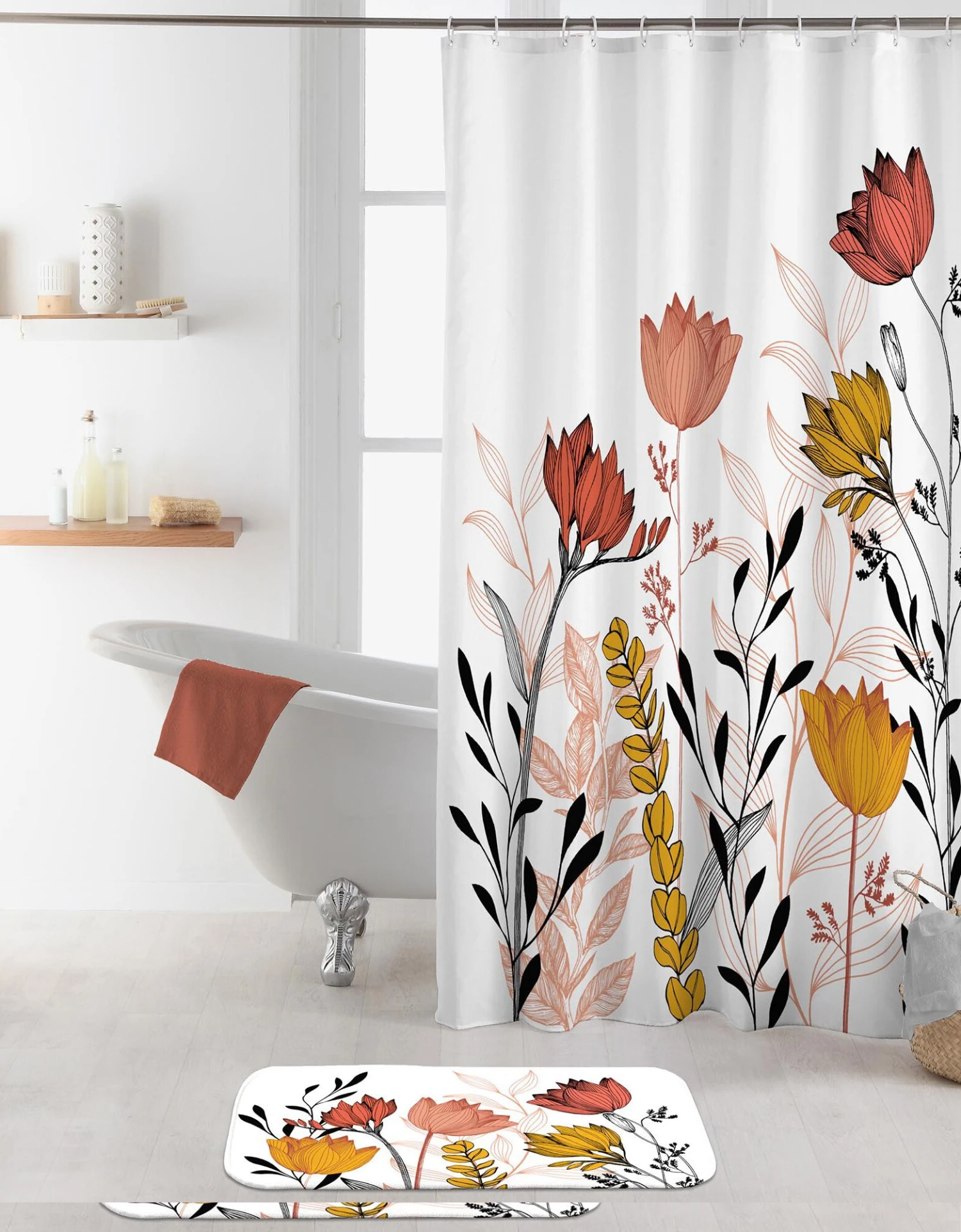 Rideau De Douche Imprimé Fleurs 1 Rideau De Douche Imprimé Fleurs