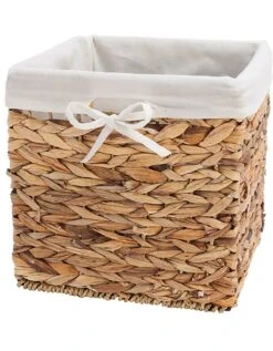 Panier De Rangement Pliable Forme Carré Tressé Jacinthe D'eau
