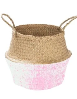 Panier De Rangement En Raphia Et Sequins