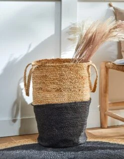 Panier Jute Tressé Naturel / Noir