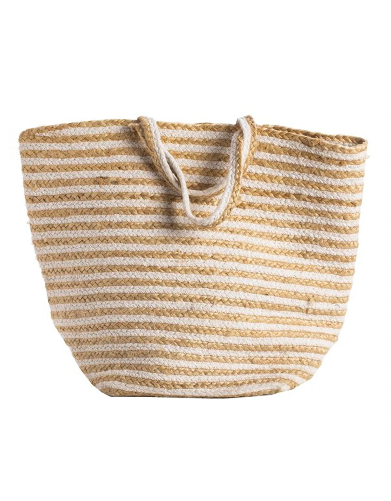 Panier Rayé Jute Véritable Et Corde Tressée 1 Panier Rayé Jute Véritable Et Corde Tressée