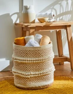 Panier Rond Ethnique Jute Véritable