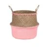 Panier De Rangement Rétractable En Jonc De Mer - Rose/naturel