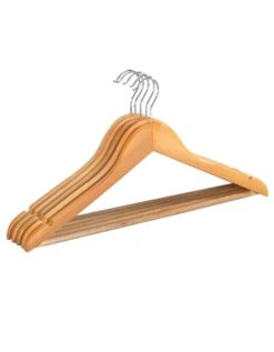 Lot De 5 Cintres Galbés En Bois Naturel