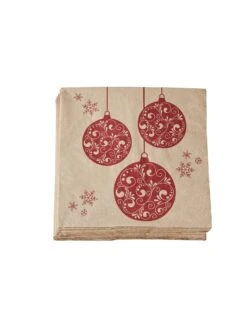 Serviettes En Papier Imprimées Boules De Noël - Lot De 25