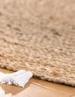 Tapis Rond En Jute Avec Pompons De Couleur -Maison Douceur Promos Magasin 291012 C02 zoomx vue3