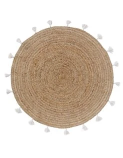 Tapis Rond En Jute Avec Pompons De Couleur -Maison Douceur Promos Magasin 291012 C02 zoomx vue4