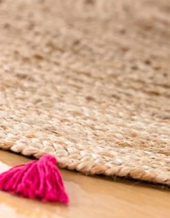 Tapis Rond En Jute Avec Pompons De Couleur -Maison Douceur Promos Magasin 291012 C03 zoomx vue3