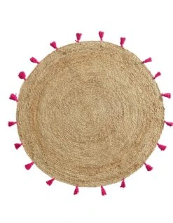 Tapis Rond En Jute Avec Pompons De Couleur -Maison Douceur Promos Magasin 291012 C03 zoomx vue4