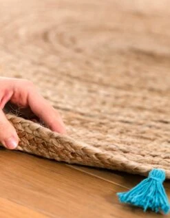 Tapis Rond En Jute Avec Pompons De Couleur -Maison Douceur Promos Magasin 291012 C04 zoomx vue3