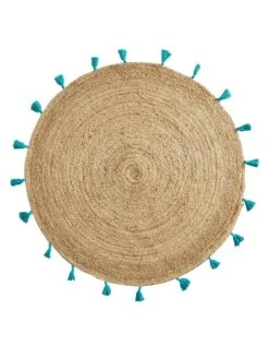 Tapis Rond En Jute Avec Pompons De Couleur -Maison Douceur Promos Magasin 291012 C04 zoomx vue4