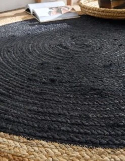 Tapis Rond Jute Bicolore Noir Et Naturel -Maison Douceur Promos Magasin 291058 C01 zoomx vue4