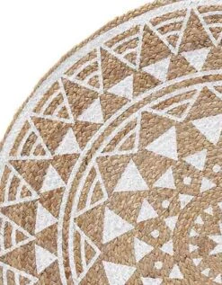 Tapis Rond En Jute Imprimé Blanc -Maison Douceur Promos Magasin 291133 C01 zoom detailRFP