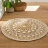 Tapis Rond En Jute Imprimé Blanc