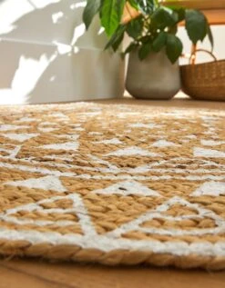 Tapis Rond En Jute Imprimé Blanc -Maison Douceur Promos Magasin 291133 C01 zoomx vue3