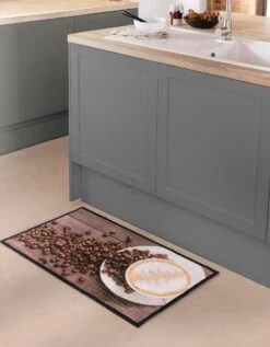Tapis De Cuisine Velours Motif Café