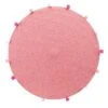 Tapis Rond Finition Pompons Rose