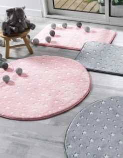 Tapis Flanelle Imprimé étoiles Phosphorescentes - Rond