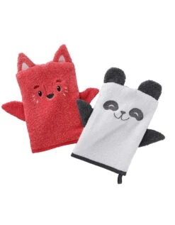 Lot De 2 Gants Animaux Brodé éponge Coton - 380g/m2