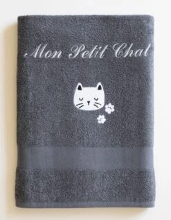 Collection éponge Enfant Brodée Chat Personnalisable Coton