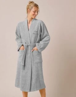 Peignoir Mixte Adulte Uni Coton éponge Bouclette Col Kimono Personnalisé -Maison Douceur Promos Magasin 301709 C03 zoomx vue4