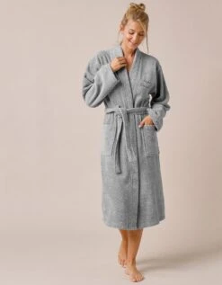 Peignoir Mixte Adulte Uni Coton éponge Bouclette Col Kimono Personnalisé -Maison Douceur Promos Magasin 301709 C03 zoomx vue6