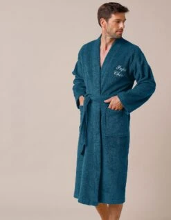 Peignoir Mixte Adulte Uni Coton éponge Bouclette Col Kimono Personnalisé -Maison Douceur Promos Magasin 301709 C05 zoomx vue4
