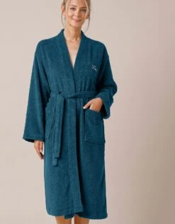 Peignoir Mixte Adulte Uni Coton éponge Bouclette Col Kimono Personnalisé -Maison Douceur Promos Magasin 301709 C05 zoomx vue5