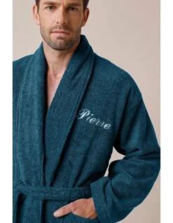 Peignoir Mixte Adulte éponge Bouclette Col Châle Personnalisable -Maison Douceur Promos Magasin 301727 C09 zoomx vue3