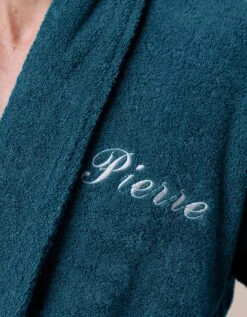 Peignoir Mixte Adulte éponge Bouclette Col Châle Personnalisable -Maison Douceur Promos Magasin 301727 C09 zoomx vue4