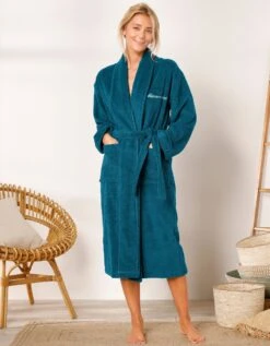 Peignoir Mixte Adulte éponge Bouclette Col Châle Personnalisable -Maison Douceur Promos Magasin 301727 C09 zoomx vue5