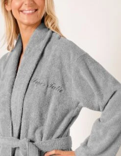 Peignoir Mixte Adulte éponge Bouclette Col Châle Personnalisable -Maison Douceur Promos Magasin 301727 C12 zoomx vue5